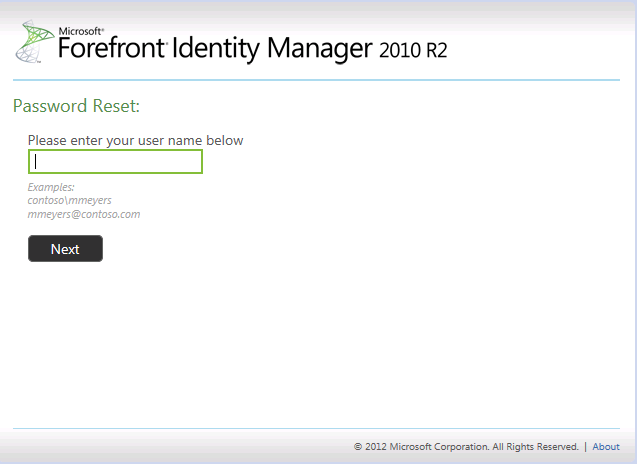 FIM 2010 R2 SSPR Password Reset Portal