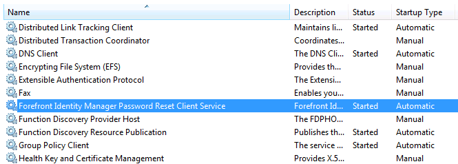FIM Paassword Reset Client Service
