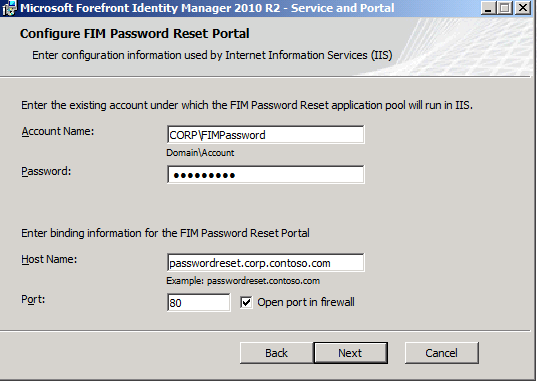 Config PW Reset Portal