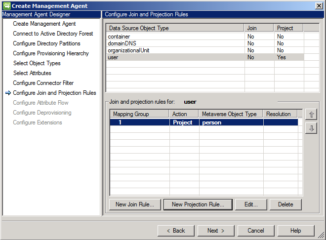 Configure join and projection