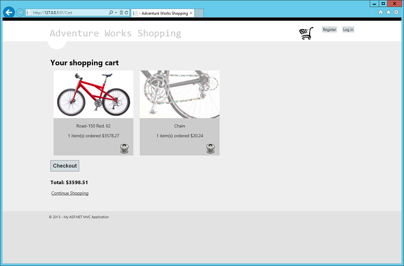 Figure 6 - The shopping cart for a customer