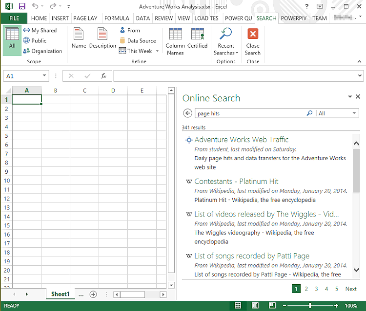 Figure 3 - Discovering data with Online Search