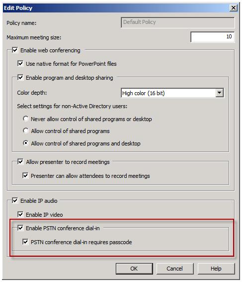 Configure settings on the Edit Policy dialog box
