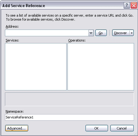 Add Service Reference window in VS 2008