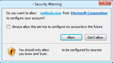 Security Warning prompt