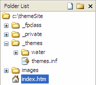 The folder list with the _themes folder added