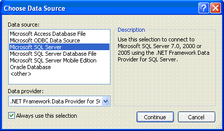 Choose Data Source dialog box