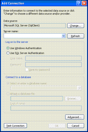The Add Connection dialog box (click to see larger image)
