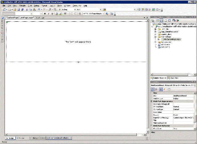 XmlFormView control in a blank Web page