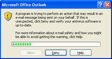 Outlook 2007 execute action security warning