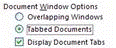 display each object in its own window or as a tab