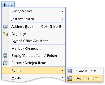 Choose Forms and then Design a Form from the Tools menu.