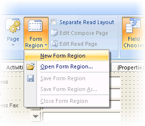 On the Outlook ribbon, click Form Region and then New Form Region to create a form region.