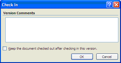 The Check In dialog box