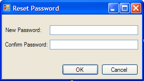 The reset password form