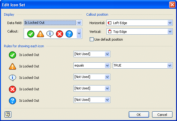 Edit Icon Set dialog box with Data field
