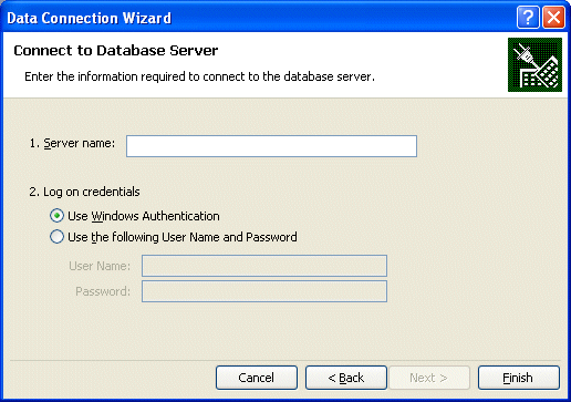 Data Connection Wizard dialog box