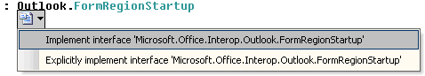 Implement the Outlook.FormRegionStartup interface