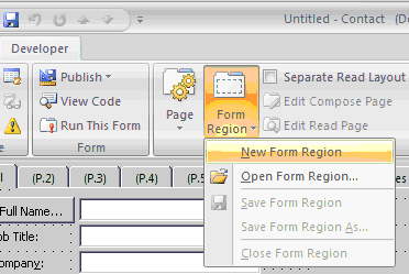 Use Form Region button to create a new form region