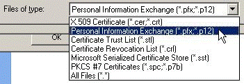 Changing the certificate file type