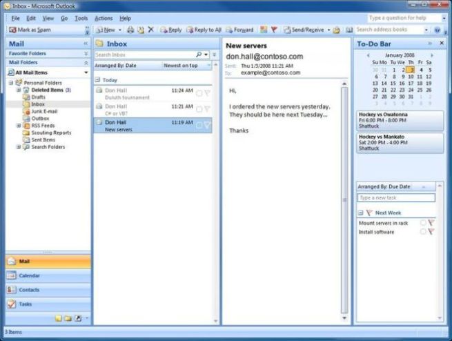 Default Explorer window view in Microsoft Outlook