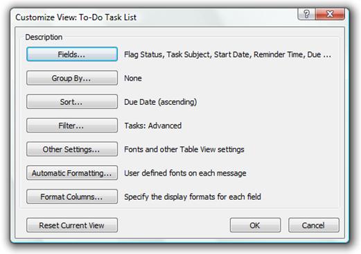 Modify a view with any of these commands