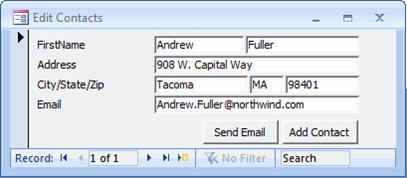Working with contact information in frmContacts