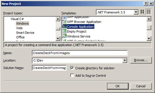 Create new solution in the New Project dialog box