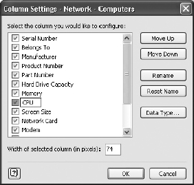 Column Settings dialog box