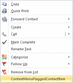 Extending context menu for a flagged contact item