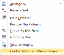 Extending the context menu for a table view column