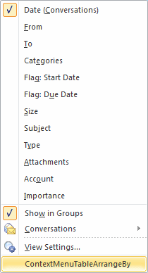 Extending the Arrange By menu in a table view