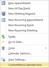 Extending the context menu in a calendar view