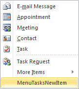 Extending the New Items menu for the Tasks module