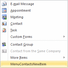 Extending New Items menu for Contacts module