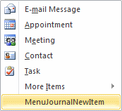 Extending New Items menu for Journal module