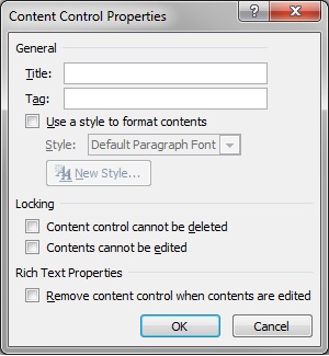 Content control properties dialog box