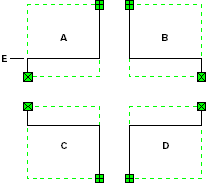 The four different ways an angled connector can bend when a user moves it.