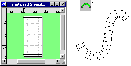 Choose the Line Bends option (A) to bend instances of the pattern to fit a curved line.