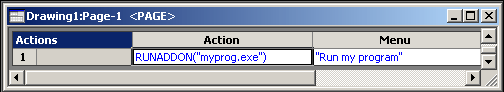 An Action row in a shape's Actions section