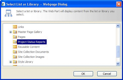 Select List or Library dialog box
