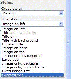 Select custom item style