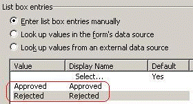 Adding options for the drop-down list box