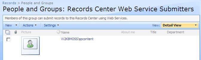Records Center Web Service Submitters group