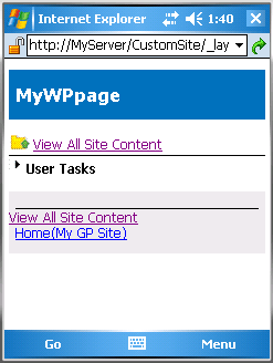 User Tasks Mobile Adapter in collapsed state