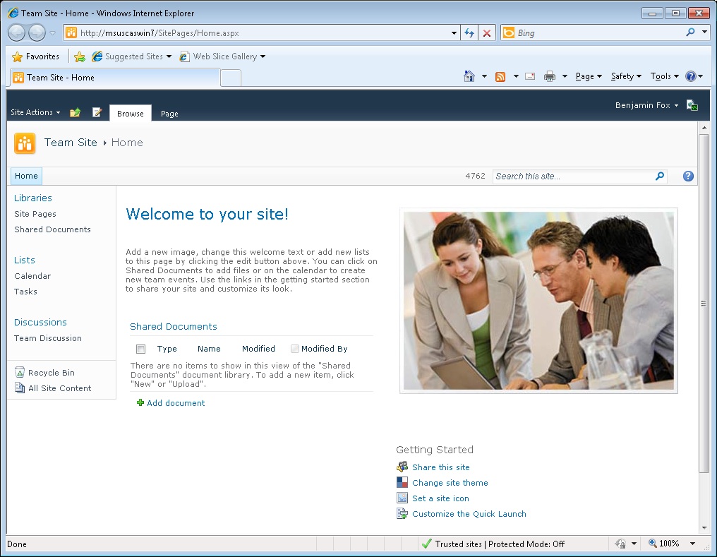 New SharePoint site