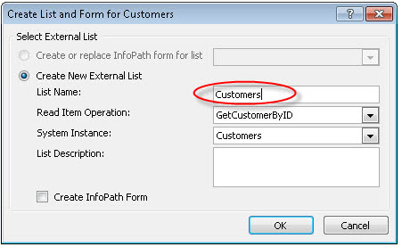Enter Customers in the List Name field