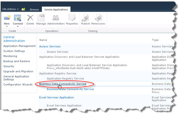 Service Applications in SharePoint Central Adminis