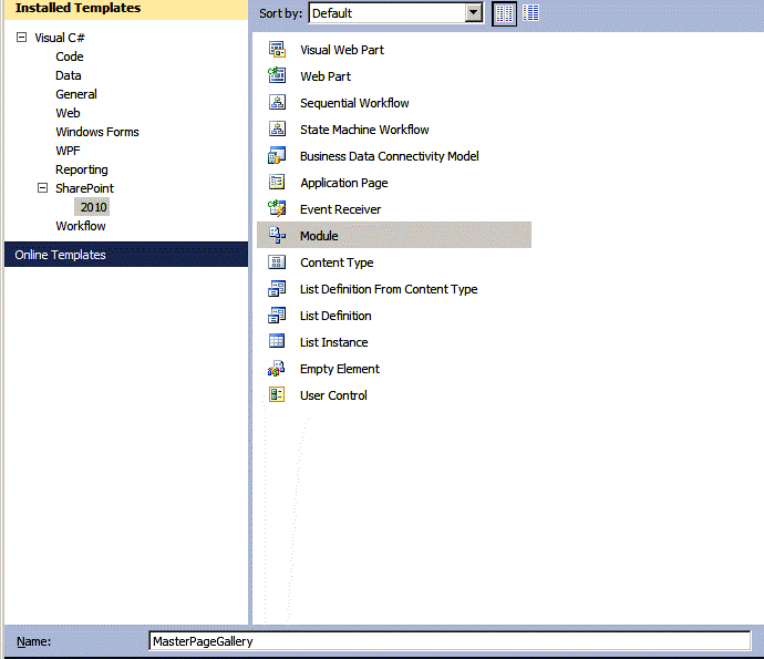 MasterPageGallery Module in Visual Studio