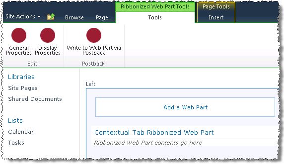 Web Part with contextual tab group